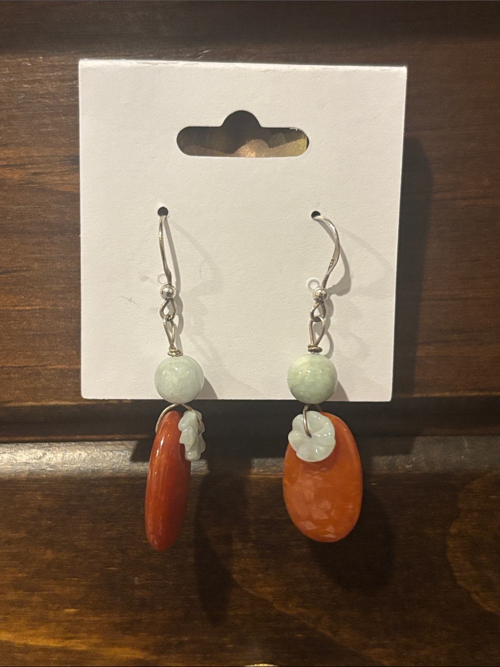 Sterling silver orange and blue dangle earrings